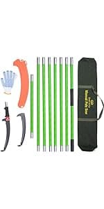 27FT Manual Pole Saw, Tree Branch Trimmer with 8-Section Fiberglass Handle, Sharp Steel Blade and Scissors, Lightweight Extendable Design for High Branch Trimming, Ideal for Palms and Shrubs