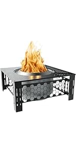 Fire Pit Surround Tabletop for Solo Stove Bonfire Ranger 2.0, with UV-Resistant Outdoor Fabric, Thick Metal Black