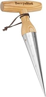 Hand Dibber – Precision Wood Handle Garden Hole Punch Dibbler Tool for Planting Seeds & Bulbs with 6'' Measuring Scale, Bulb Planter for Planting Flowers Tulips Daffodils Dahlias