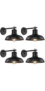 Outdoor Wall Lights - 2-Pack Black Wall Sconces, Farmhouse Barn Lights, Modern Indoor Wall Mount Lighting Fixtures with E26 Socket, Anti-Rust Waterproof Exterior Wall Lantern for Patio Porch Doorway