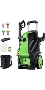 Electric Pressure Washer, 5000PSI 4.0GPM Heavy Duty Power Washer with 33 FT Extension Hose, 4 Quick Connect Nozzles and Foam Cannon for Cars/Fences/Driveways/Patios/Home Cleaning, Green