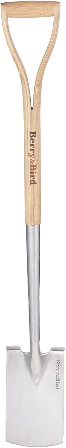 Garden Digging Spade, 41" Stainless Steel Square Border Spade, Heavy Duty European Shovel with D-Grip Handle, Traditional English Style Flat Shovel for Digging, Yard Work, Transplanting