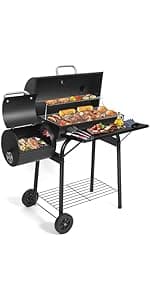 20.5 Inch Vertical Charcoal Smoker and Grill Combo, Heavy-Duty BBQ Smokers for Outdoor Cooking Camping