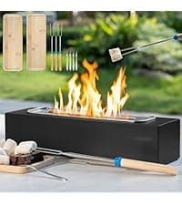 Tabletop Fire Pit with Smores Kit, Table Top Firepit Smores Maker, Portable Outdoor Fireplace Tabletop, Decor Home Patio Gifts for Women Mom Him Men - Mothers Day White Elephant Unique Gift, Black