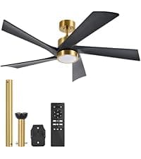 VONLUCE Ceiling Fans with Lights, 52 Inch Ceiling Fan and Remote, 6 Speed Reversible Noiseless DC Motor, 3CCT, Wood Ceiling Fan for Outdoor Indoor Farmhouse Patios, Walnut