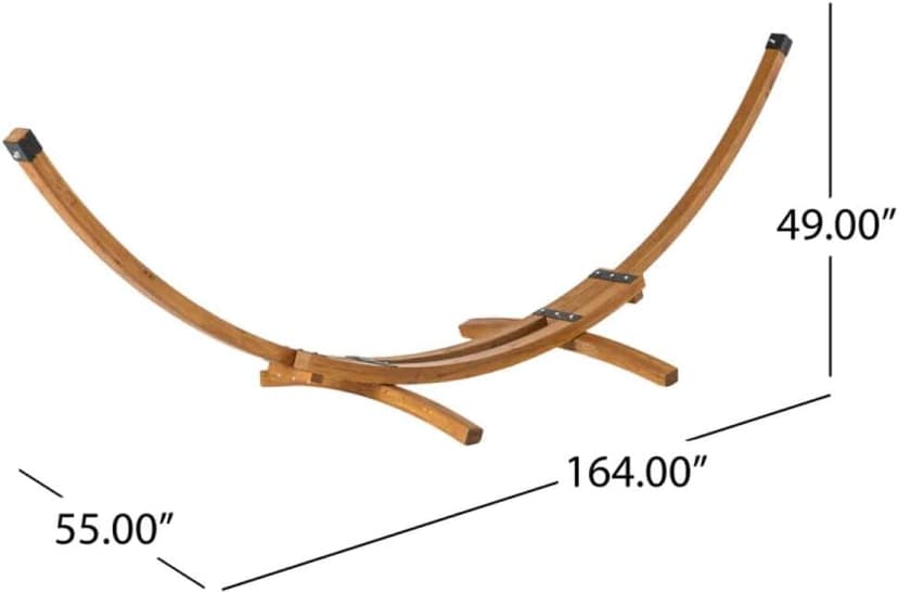 Wodden Hammock Base Larch Wood 2 Person 350 Pound Capacity Arc Stand Hammock Teak Finish 55" Dx164:Wx49 H (Stand Only)