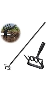 Garden Rake, 5 FT Metal Rake for Lawns Level Head Rakes with Stainless Steel Handle for Loosening Soil