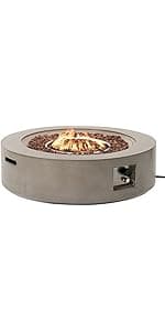 SUNBURY Outdoor Fire Pit Propane Round Fire Pit Table Fire Column, Stonecrest 40,000 BTU Gas Fire Pits for Outside w Lava Rocks, Waterproof Cover, CSA Certified