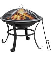 22 in Outdoor Small Fire Pit,Durable firepit with Mesh Lid,Log Grate,and Fire Poker,Fire Pits for Outside Backyard.Deck.Camping and Picnic