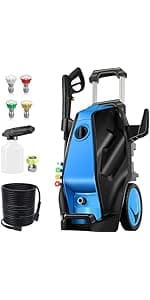 Electric Pressure Washer, 5000PSI 4.0GPM Heavy Duty Power Washer with 33 FT Extension Hose, 4 Quick Connect Nozzles and Foam Cannon for Cars/Fences/Driveways/Patios/Home Cleaning, Green