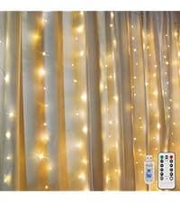 suddus Curtain Lights for Bedroom, 200 Led Hanging String Lights Outdoor, Fairy Curtain Light Indoor for Christmas, Dorm, Wall, Backdrop, Window, Wedding, Party, Brithday Decor, Warm White