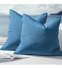 Waterproof Outdoor Pillows, Feather and Down Filled Outdoor Throw Pillows Water-Resistant Decorative Premium Lumbar Pillow Pack of 2