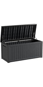 230 Gallon Lockable Resin Deck Box, Waterproof Outdoor Storage Box for Patio Furniture, Garden Tools, Pool Accessories, UV-Resistant Outside Delivery Brown