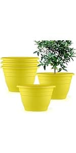 Plant Pots Set of 5, 10" Outside Diameter Flower Pots, 8.5" Inner Diameter Plant Planters with Drainage Hole, Durable Garden Pots Perfect for Indoor & Outdoor Plant Planting, Decor, White
