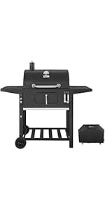 Royal Gourmet CC1830FC Charcoal Grill Offset Smoker (Grill + Cover), Black