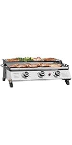 Outdoor Grill Cart with Wheels, Movable Kitchen Island with Storage Cabinet for BBQ, Stainless Steel Dining Cart Table for Food Prep, Black, PC3403S-SC