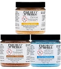 Spazazz Aromatherapy Spa and Bath Salts Crystals RX Therapy Collection 2 Pack Bundle- One 19 Oz Jar Each Spazazz Muscle Therapy and Joint Therapy- Dead Sea Bath Salt Crystals