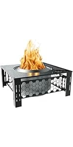 Fire Pit Surround Tabletop for Solo Stove Bonfire Ranger 2.0, with UV-Resistant Outdoor Fabric, Thick Metal Black