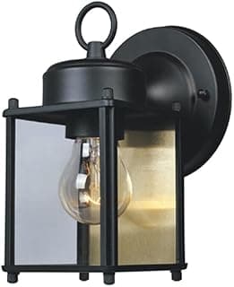 DESIGNERS FOUNTAIN Preston Outdoor Light Fixture, 8 Inch, Exterior Wall Mount Lantern Sconce, Clear Glass Porch Lights for Front Door, Patio, and House Garage, Black, 1161-BK