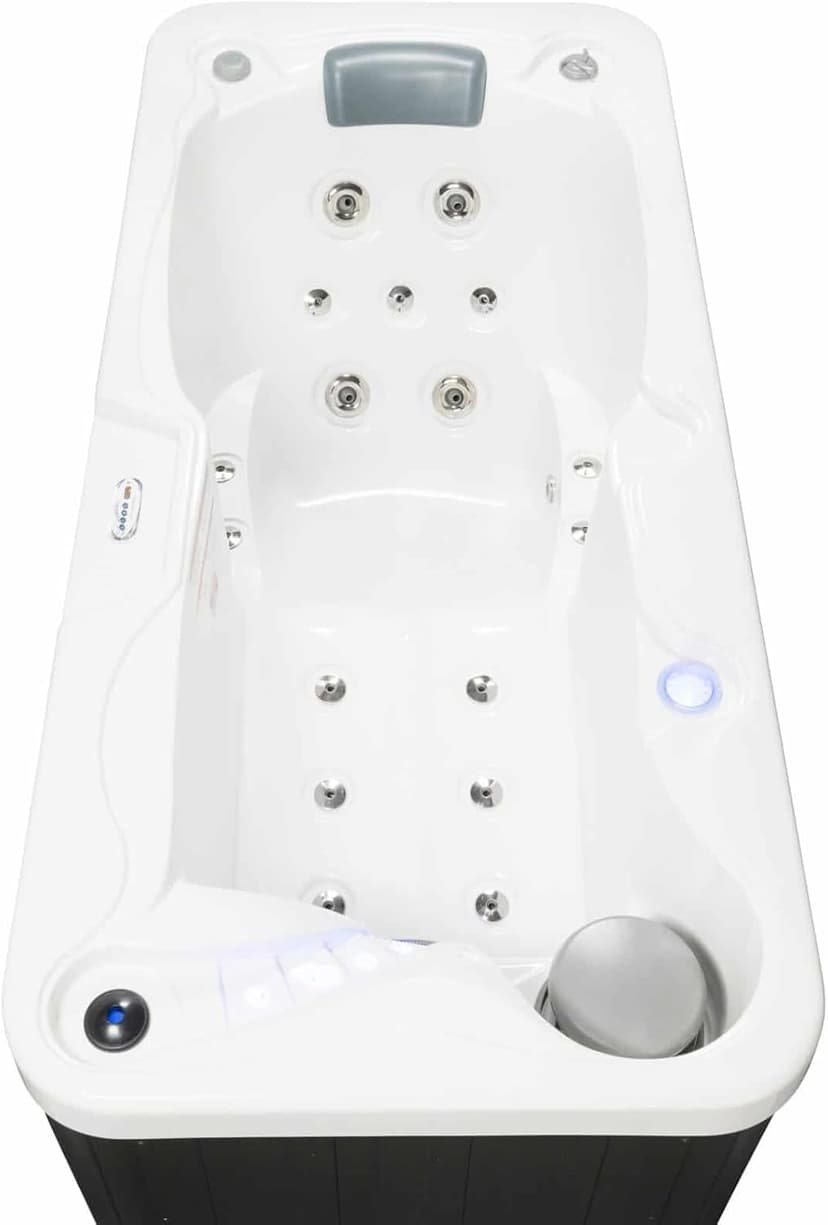Hudson Bay HBSL 1-Person Hot Tub with 19 Therapy Jets and Digital Controls – White Acrylic Interior and Mocha Exterior Cabinet - Ideal for Indoor/Outdoor - Small and Portable Spa