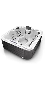 Dallas 6 - Person 82 - Jet Acrylic Hot Tub with LED Lights, Ozonator, and Cover in Ice White