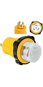 Kanayu Generator to Welder Adapter Compatible with Nema L14-30p to 6-50r 30 Amp 4 Prong Lock Male Plug to 3 Prong Female Receptacle Adapter Dryer Ev Charger Power Cord Connector 250v(Yellow)