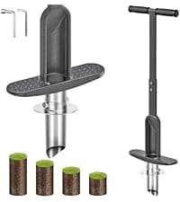Grass Plugger Tool with Adjustable Digging Depth from 3 to 6 Inch Bulb Planter with Long Handle Plug Cutter Bulb Transplanter Tool for Plants Digging Holes, Repair of Turf, Transplant Seedling