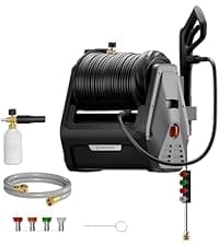 Giraffe Tools Pressure Washer Hose Reel, 1/4" × 65ft Pressure Hose Reel, Auto Rewind Power Washer Hose Reel, Wall/Floor Mounted, 3200 PSI