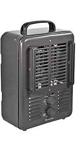 Comfort Zone Electric Portable Utility Space Heater with Adjustable Thermostat, Overheat Protection, & Tip-Over Switch, 1500W, CZ799BK