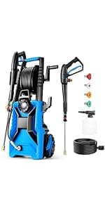 Electric Pressure Washer, 5000PSI 4.0GPM Heavy Duty Power Washer with 33 FT Extension Hose, 4 Quick Connect Nozzles and Foam Cannon for Cars/Fences/Driveways/Patios/Home Cleaning, Green