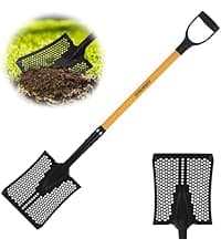 Sifting Shovel, Heavy Duty Sand Sifter Square Cleaning Scoop for Beach Chicken Coop Poop Shovel -45Inch