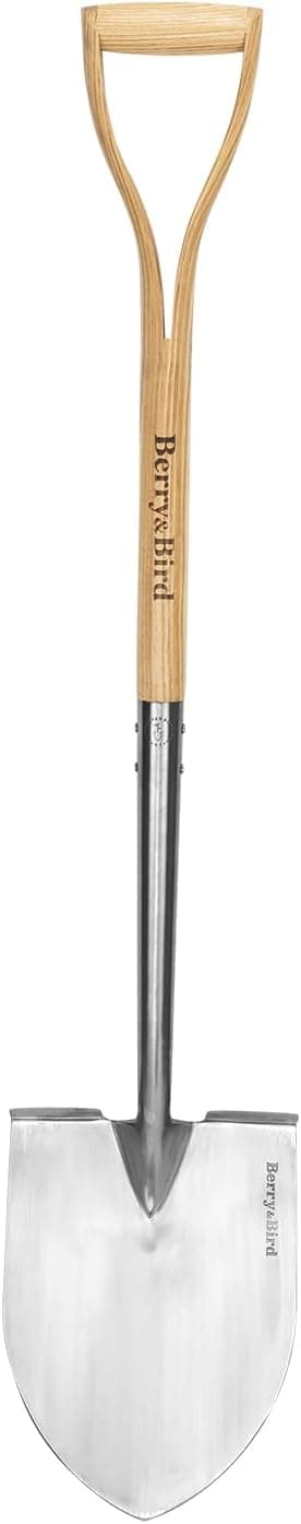 Shovels for Digging, 43’’ Round Spade Heavy Duty Shovel with Wooden D Handle Stainless Steel Snow Shovel Garden Shovel Yard for Transplanting & Outdoor