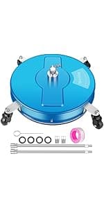 14" Pressure Washer Surface Cleaner with 4 Wheels-Stainless Steel Power Washer Accessories for Concrete Driveways Sidewalks Patios Cleaning (14 INCH Silver)