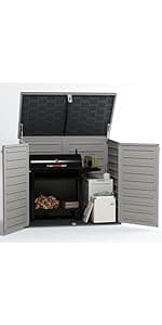 Outdoor Storage Shed 6x4.4FT, Resin Shed Plastic with Floor for Garden Tool,Waterproof Outdoor Resin Storage,Lockable Doors for Patio,Yard,Lawn (LightGray 6x4)