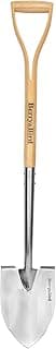 Round Point Gardening Shovel with Wood D-Handle, 40.98" Stainless Steel Beach & Snow Shovel