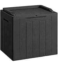 Devoko 100 Gallon Waterproof Large Resin Deck Box Indoor Outdoor Lockable Storage Container for Patio Furniture Cushions Garden Tools (100 Gallon, Black)