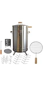 (50 Pound) Stainless Steel Barrel Charcoal Smoker – Ultimate BBQ for Wood & Charcoal Grilling – Perfect for Smokers, Barbeque Grill Enthusiasts & Outdoor Cooking, Vertical Smoker.