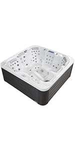 Dallas 6 - Person 82 - Jet Acrylic Hot Tub with LED Lights, Ozonator, and Cover in Ice White