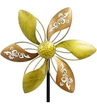Wind Spinners Outdoor Metal, 10.63" W*37" H Pinwheels for Yard and Garden Decor, Kinetic Wind Sculpture Spinner (Gold Ornate Laser-Cut Floral)