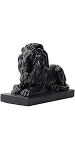 Glitzhome Guardian Sitting Lion Statue Regal Indoor and Outdoor Garden Sculpture for Home Entrance Porch and Yard, 20.5in Tall, Bronze