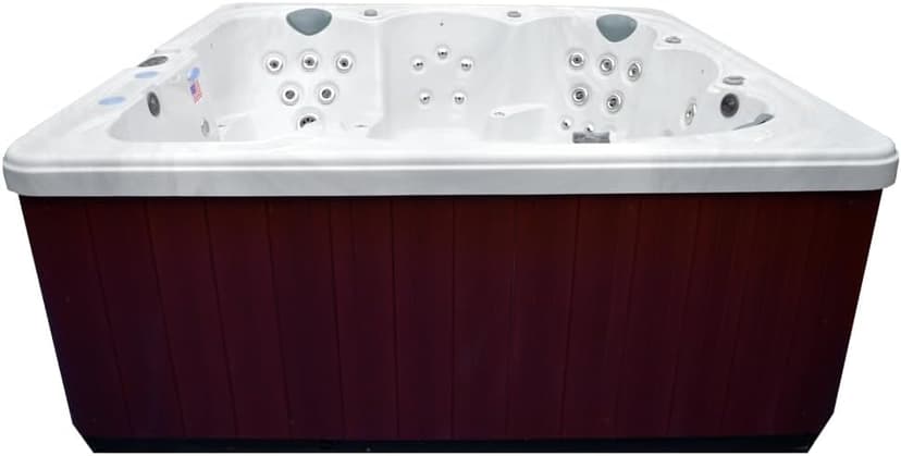 Home & Garden HG90 6-Person Hot Tub with 90 Therapy Jets and Bluetooth Audio – Sterling or White Acrylic Interior and Mocha Exterior Cabinet - Ideal for Backyard Relaxation and Hydrotherapy