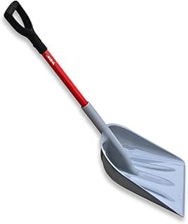 TABOR TOOLS Snow Scoop with Fiberglass Handle, 15 Inch Wide Blade, Large Snow Shovel and Mulch Scoop with Comfortable D Grip Handle. J218A. (Snow Scoop, Short 26 Inch Handle)