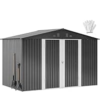 DWVO 6x4ft Storage Shed for Outdoors, Metal Sturdy Weatherproof Tool Locker with Secure Door and Ventilation for Equipment, Mowers, Bikes, Outdoor Spaces, Dark Gray