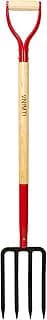 Garden Fork,4-Tine Spading Fork,Compost Fork,Steel Digging Fork,45Inch,Steel Y-Grip,Wooden Handel