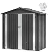 DWVO 6x4ft Outdoor Storage Shed, Weatherproof Tool Shed w/Locking Entry & Ventilation for Grass Cutter, Bike, Equipment, Courtyard, Garden (Dark Gray)