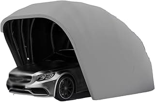 Stainless Steel Grey Carport, Foldable Retractable Car Awning, Semi-Automatic Durable Shelter, Mobile Folding Garage L5.5m * W 2.5m * H 2.3m