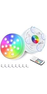 AquaMiracle Submersible LED Lights with Remote Shower Lights Waterproof Battery Operated, Multi Color Changing Hot Tub Lights for Pool, Pond, Aquarium, Bath, Party, Vase Decoration (2-Pack)