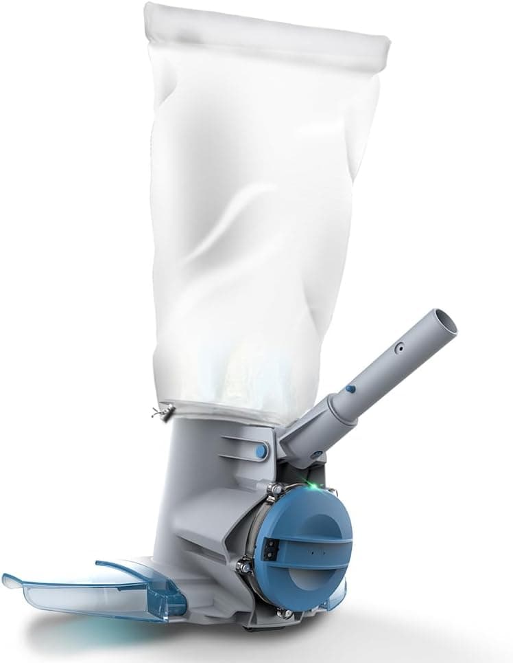 KOKIDO Rechargeable Heavy Duty Pool Leaf Vacuum, 62GPM Powerful Suction, Standard and Fine Oversized Filter Bags, Commercial Power Vac for Leaves and Debris, for Inground and Above Ground Pools XV910