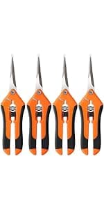 BEoffer 4 Pack Pruning Shears, 6.5 Inch Garden Scissors Gardening Hand Pruning Snips with Straight Stainless Steel Precision Blades for Gardening Flower Plant Precise Trimming and Pruning Maintenance