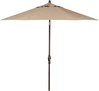 Treasure Garden 11-Foot (Model 812) Deluxe Auto-Tilt Market Umbrella with Bronze Frame and Sunbrella Fabric: Heather Beige with Double Wind Vent (Includes 3 Year Extended Frame Warrantee)